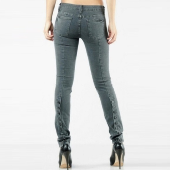 Hudson Jeans Denim - Hudson Gray Punk 5 Pocket Button Skinny Jeans 26